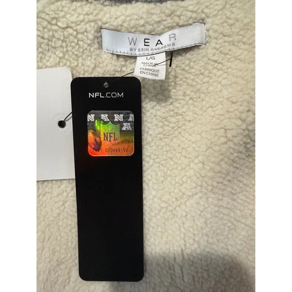 WEAR by Erin Andrews Womens Gray GB Packers Sherpa Open Front Cardigan Jacket L - Picture 10 of 12